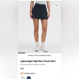 lululemon Athletica Lightweight High-Rise Tennis Navy Mini Skirt